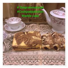 A picture of Marble Cake 😋 without oven & without baking powder.