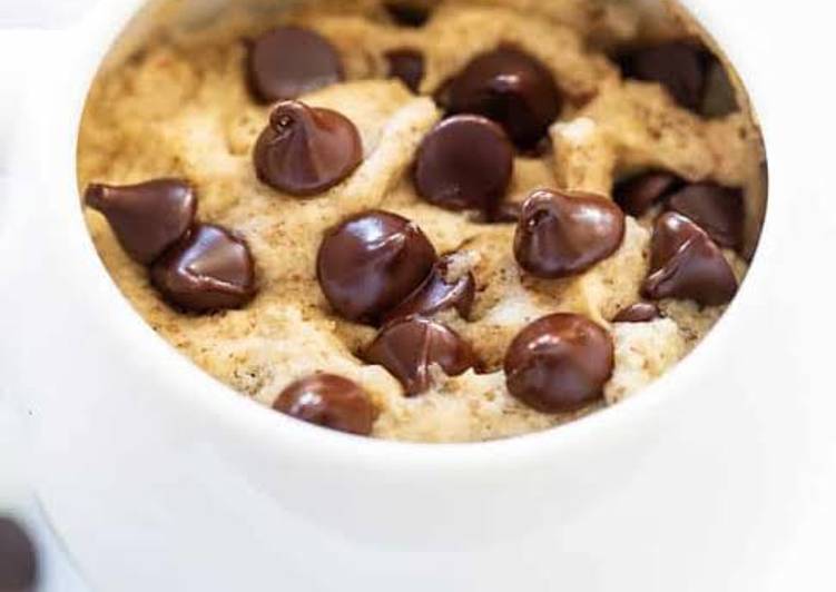 Microwave chocolate chip cookie in a mug