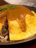 Stir-Fried Mixed Vegetables with Egg Crepe and Curry Sauce