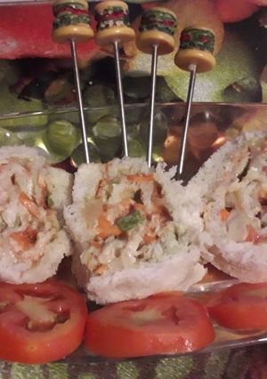 A picture of Bread pin wheel sandwich.