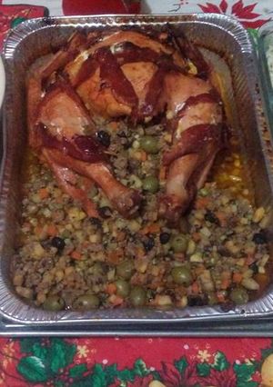 Una foto de Pavo navideño relleno