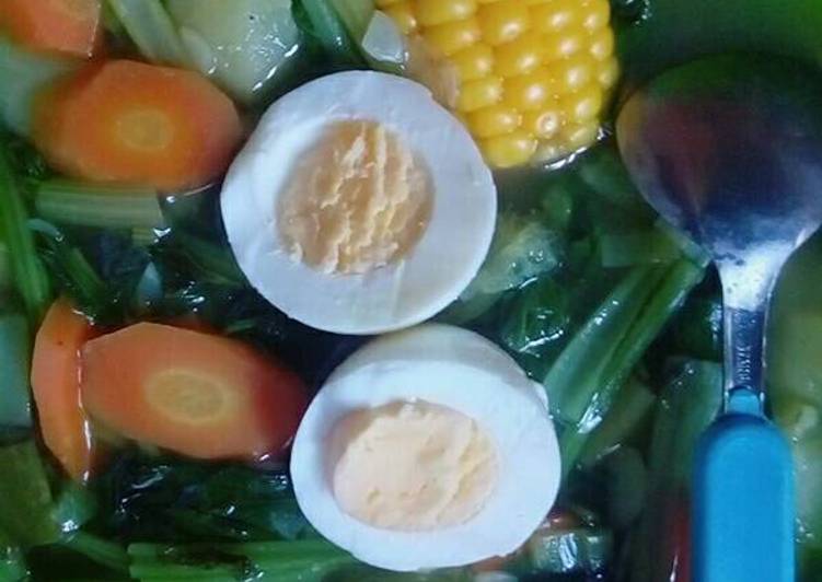 Resep Menu 2, "makan siang" diet (sup sayur + telur rebus) oleh