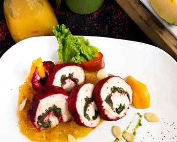 Ready to Serve Sumac Chicken Roulade In Pumpkin Puree Delicious Simple