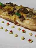 Parmigiana di patate,funghi, prosciutto e formaggio