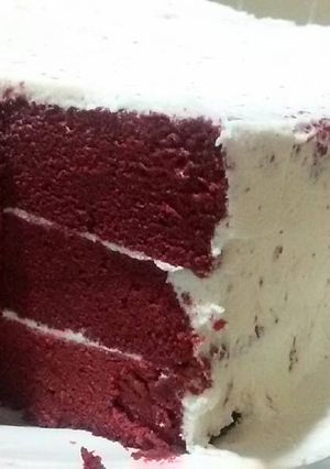 Foto resep Steamed Red Velvet Cake with Cream Cheese Frosting