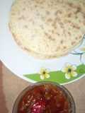 Chapati with shredded meat sauce