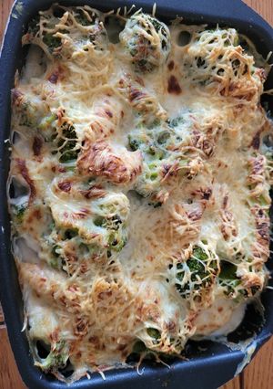 Une photo de Gratin brocolis saumon fumé
