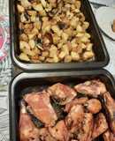 Pollo al horno con abundantes papas