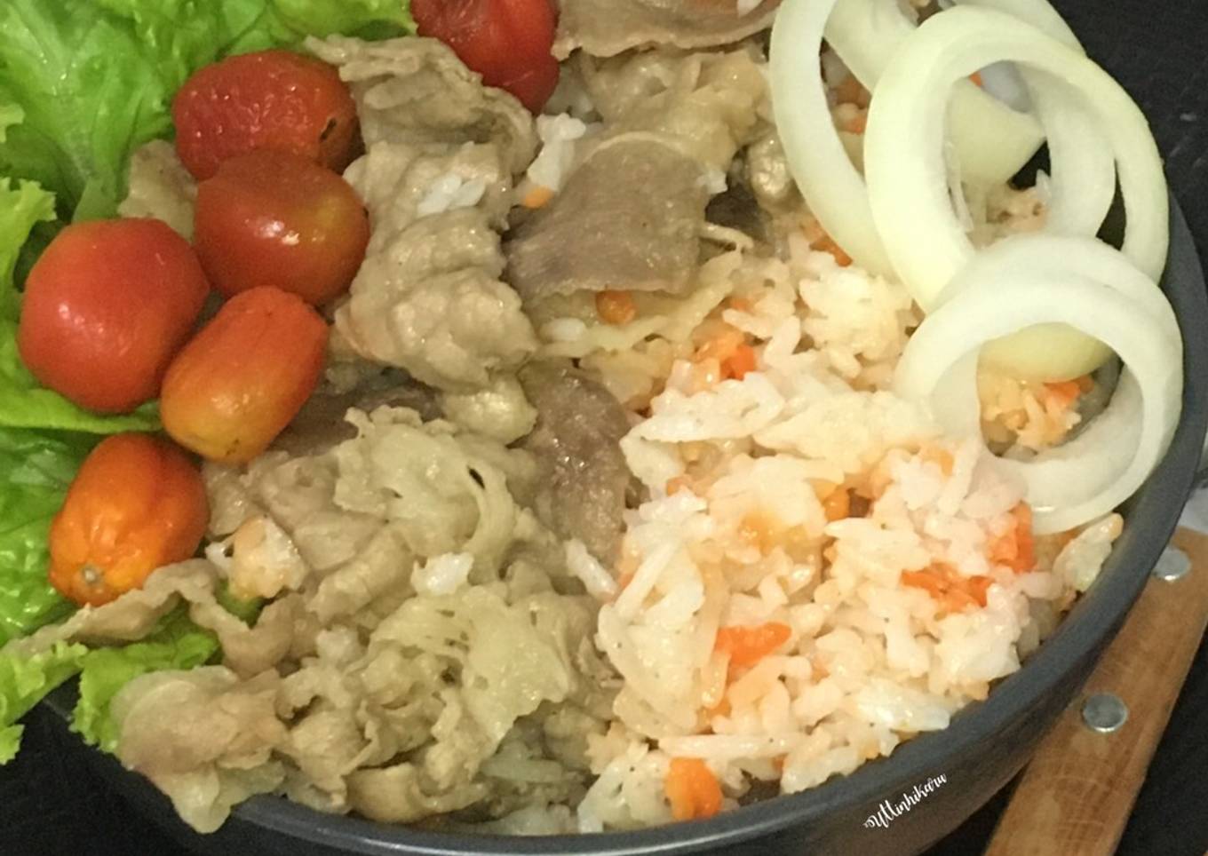 377. Nasi Biryani Topping Slice Daging Sapi dengan Rice Cooker #PosbarIDAMAN