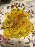 Spaghetti in padella 59 capelonghe (cannolicchi) e zafferano