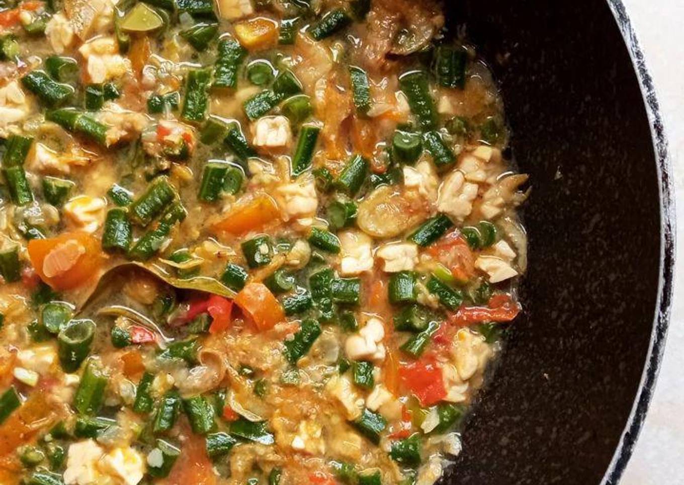 Oblok Oblok kacang panjang tempe