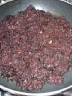 Una foto de Revuelto de morcilla con pimientos del piquillo
