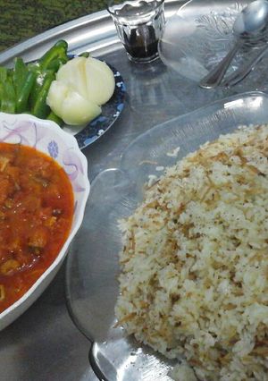 صورة لوصفة بامية و رز