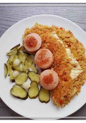 Hình của món Cơm chiên xúc xích và phômai 🧀.