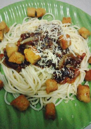 Foto resep BBQ Spaghetti with Chicken Cutlet