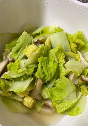 筍菇娃娃菜（微波爐料理） 的食譜成品照片