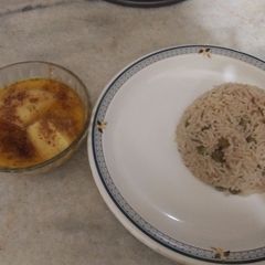 A picture of Matar pulao and aloo gosht.