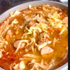 A picture of Hearty Cabbage Red Lentil Soup.
