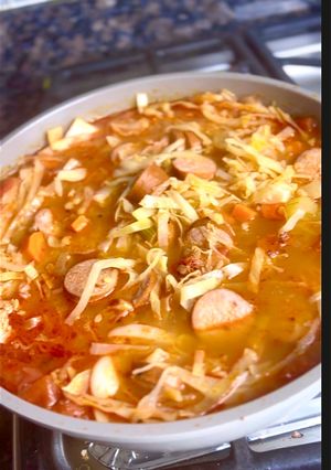 A picture of Hearty Cabbage Red Lentil Soup.