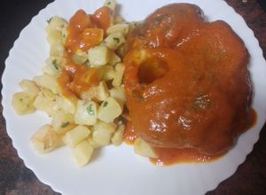 Foto principal de Ossobuco en olla express con papas fritas al ajillo