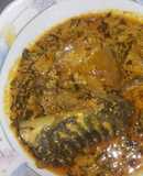 Egusi soup with cow head