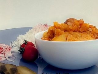 خورشت دال عدس با مرغ