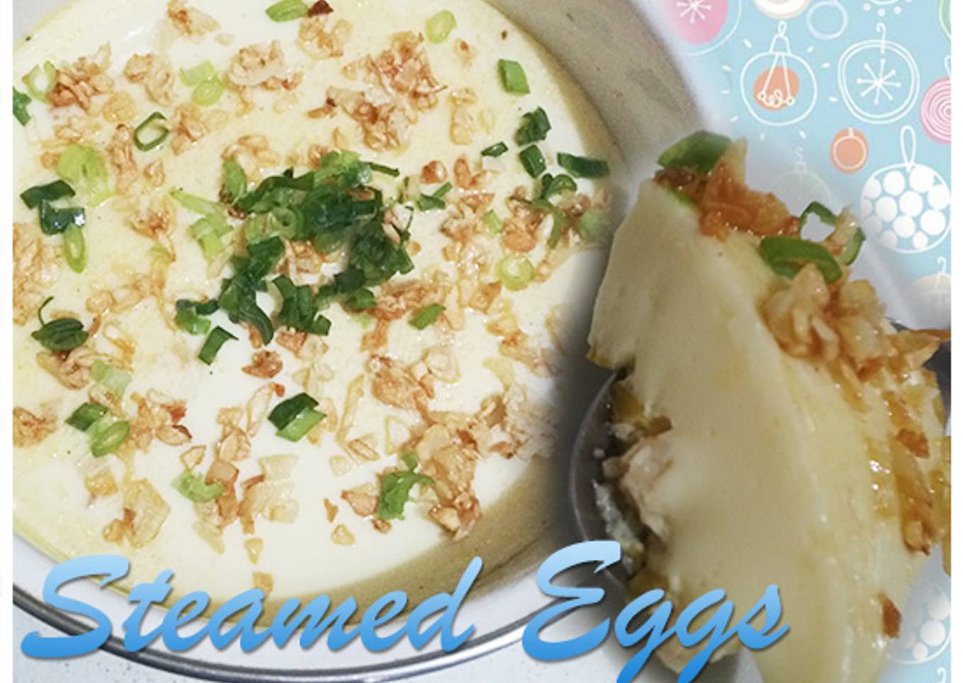 Steamed Eggs dg udang cincang, lembut loh :)