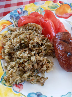 Una foto de Arroz al pesto