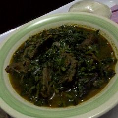A picture of Water leaf and Uziza Soup(Etinkeni Mmong Ikong)2.