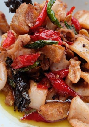 Foto resep Cumi ikan asin pedas
