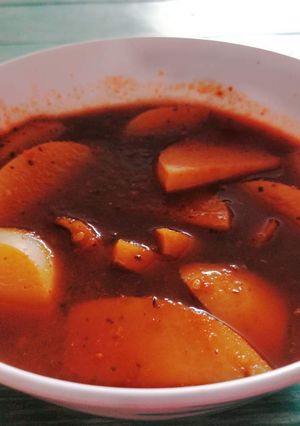 Una foto de Sopa de papa con chile pasilla