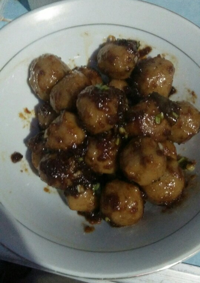 Foto resep Bakso goreng saus kecap pedas