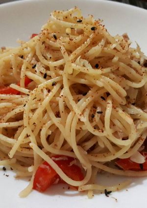 Foto resep Spaghetti Aglio Olio Tuna & Paprika