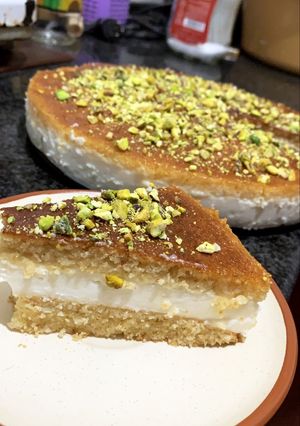 صورة لوصفة بسبوسة القشطة