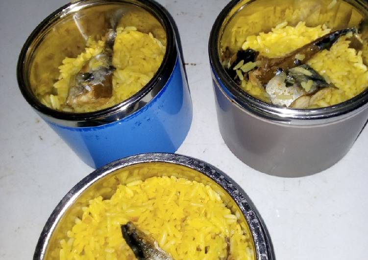 Turmeric concoction rice with fish