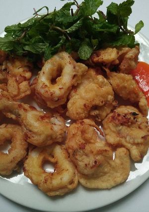 Hình của món Mực tẩm bột chiên.