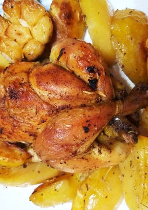 O poză a rețetei Cocoșel de pădure la cuptor cu cartofi și usturoi 🐓🥔🧄👍.