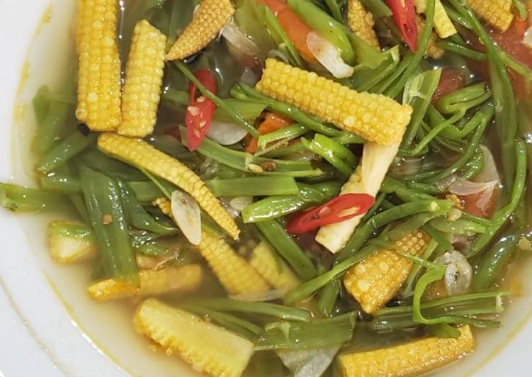 Tumis tangkai kangkung & jagung muda 🌽