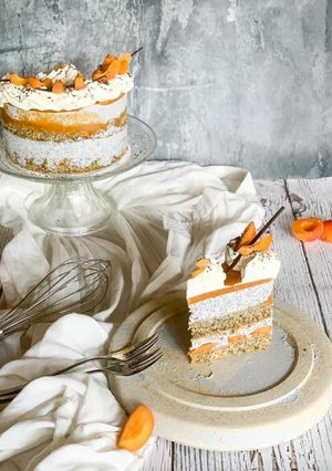 Túrós mákos barackos torta recept fotója