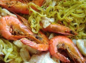 Une photo de Spaghetti de courgettes & crevettes au beurre citronné