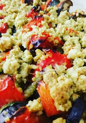 Une photo de Tian de légumes et crumble de pesto