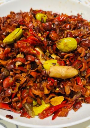 Foto resep Tumis kulit melinjo cumi pete