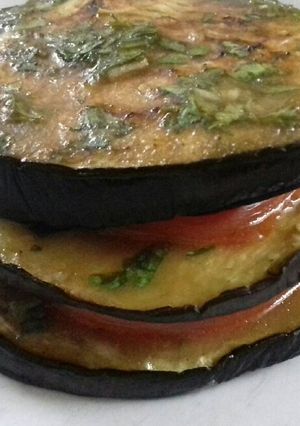Una foto de Torre de berenjenas (vegana)