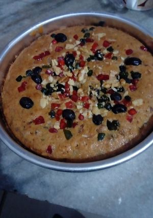 A picture of Egg less Fruits and nuts cake.