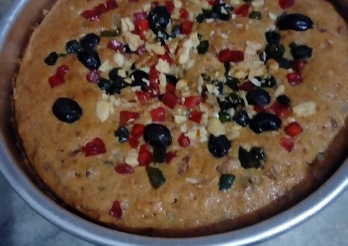 Simple Way to Make Homemade Egg less Fruits and nuts cake