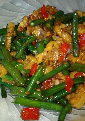 Foto resep Tumis kacang panjang+tempe