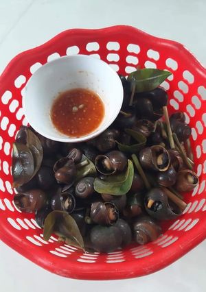 Hình của món Ốc bươu hấp xả.