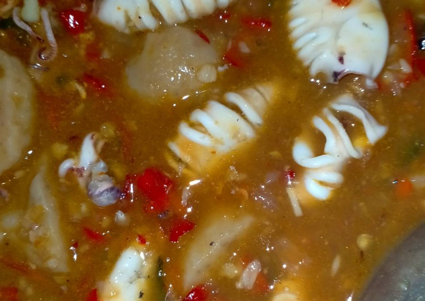 Cumi bakso saus tiram