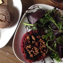 A picture of Beet and Bean Veggie Burgers.