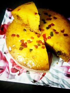 টুটিফ্রুটি ভ্যানিলা কাস্টার্ড কেক(tutti frutti vanilla custard cake recipe in Bengali) রেসিপির প্রধান ছবি